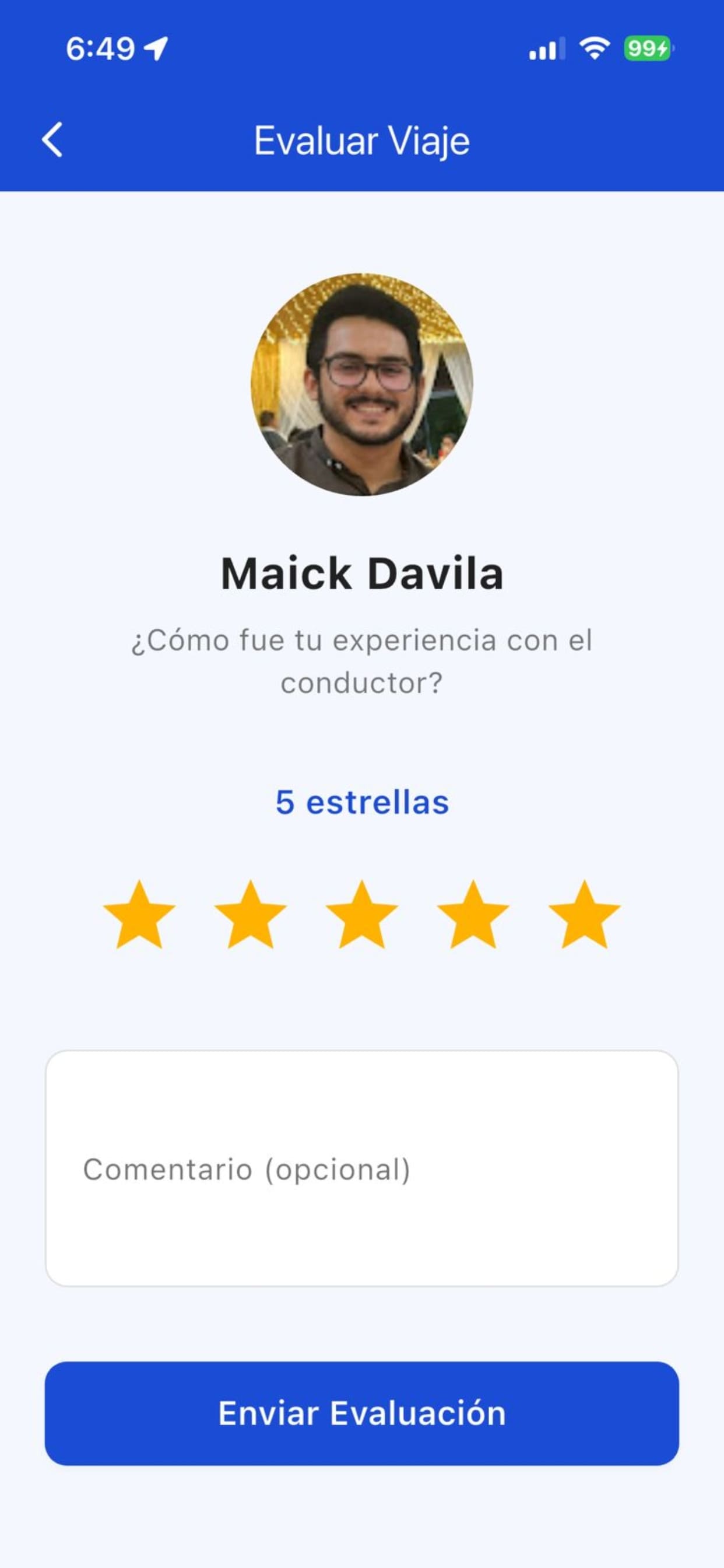 Califica tu experiencia de viaje